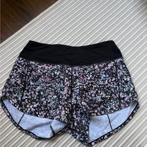 Lululemon Athletica Black Floral Women's Athletic Shorts
